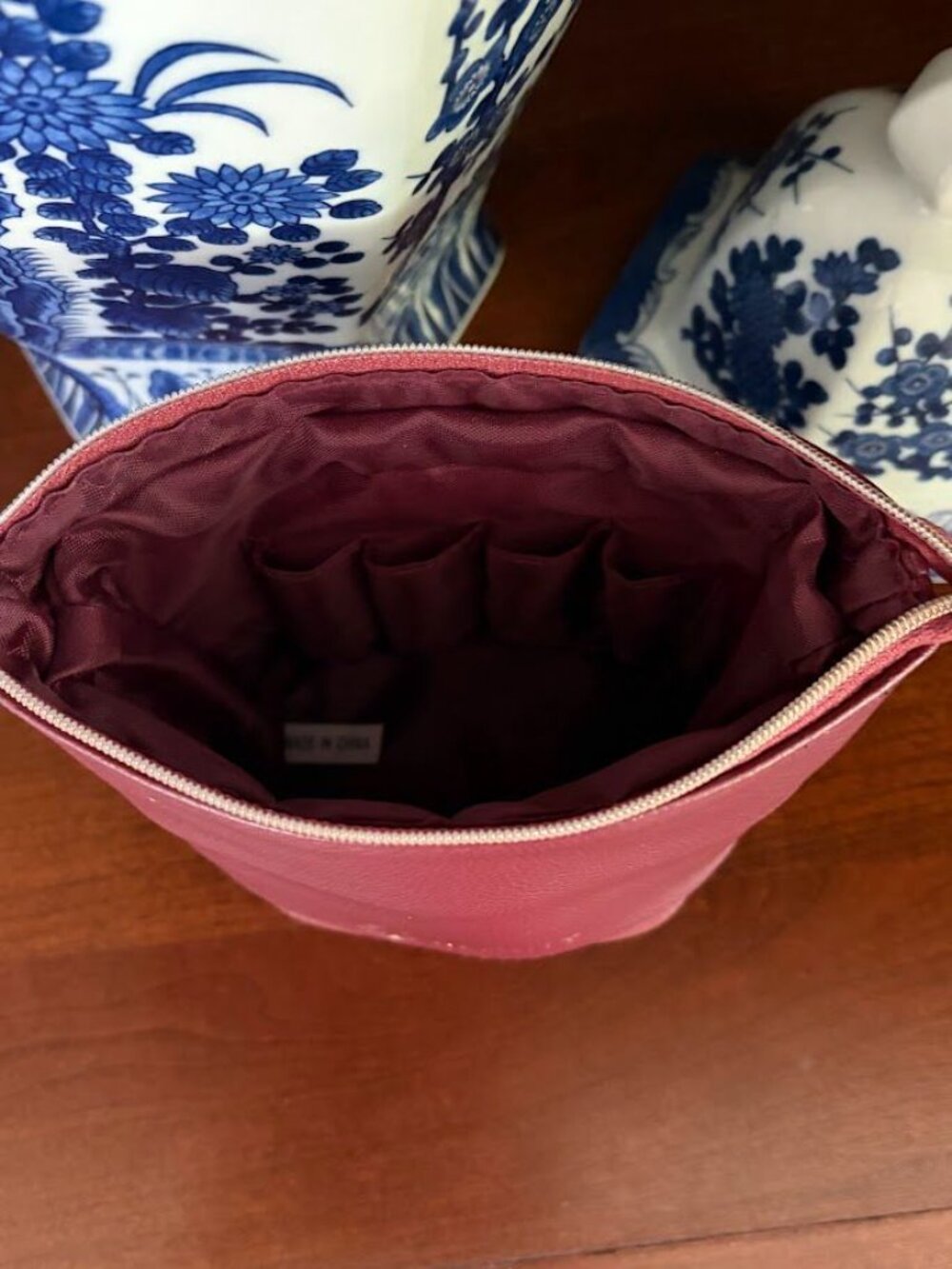 BK Beauty Standup Brush Holder & Travel Makeup Bag - Burgundy - Picture 10 of 12